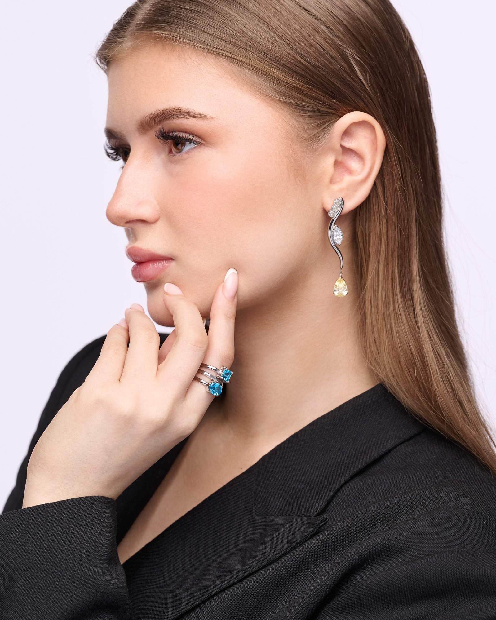 YELLOW DROP EARRINGS silver