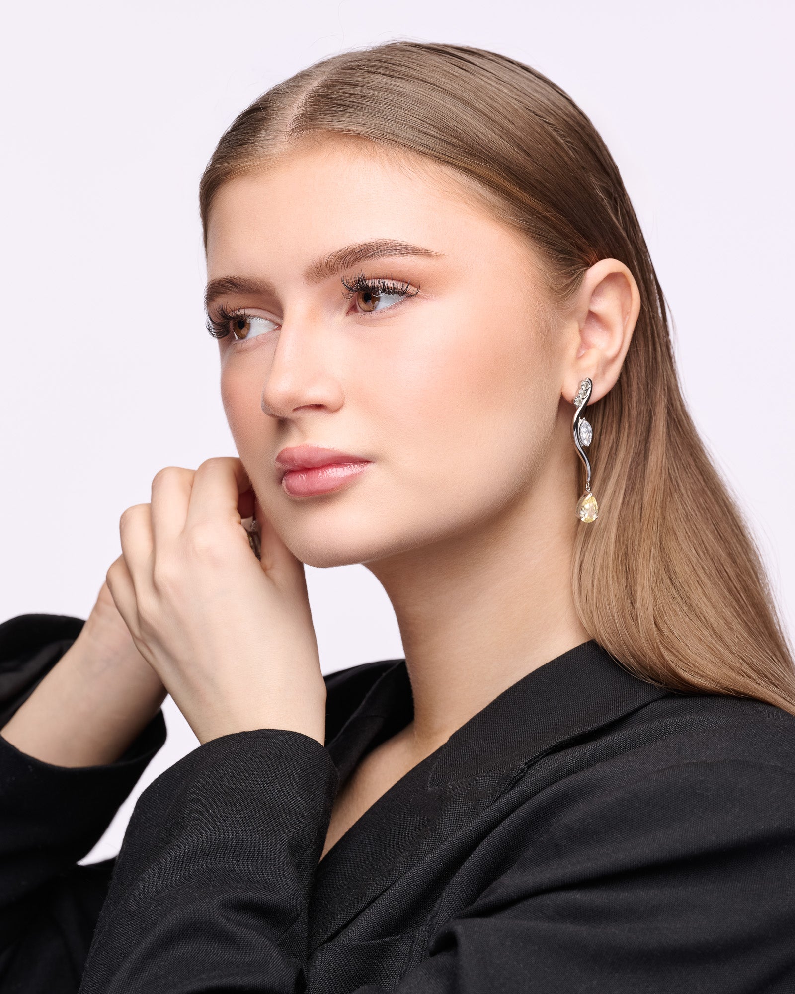 YELLOW DROP EARRINGS silver