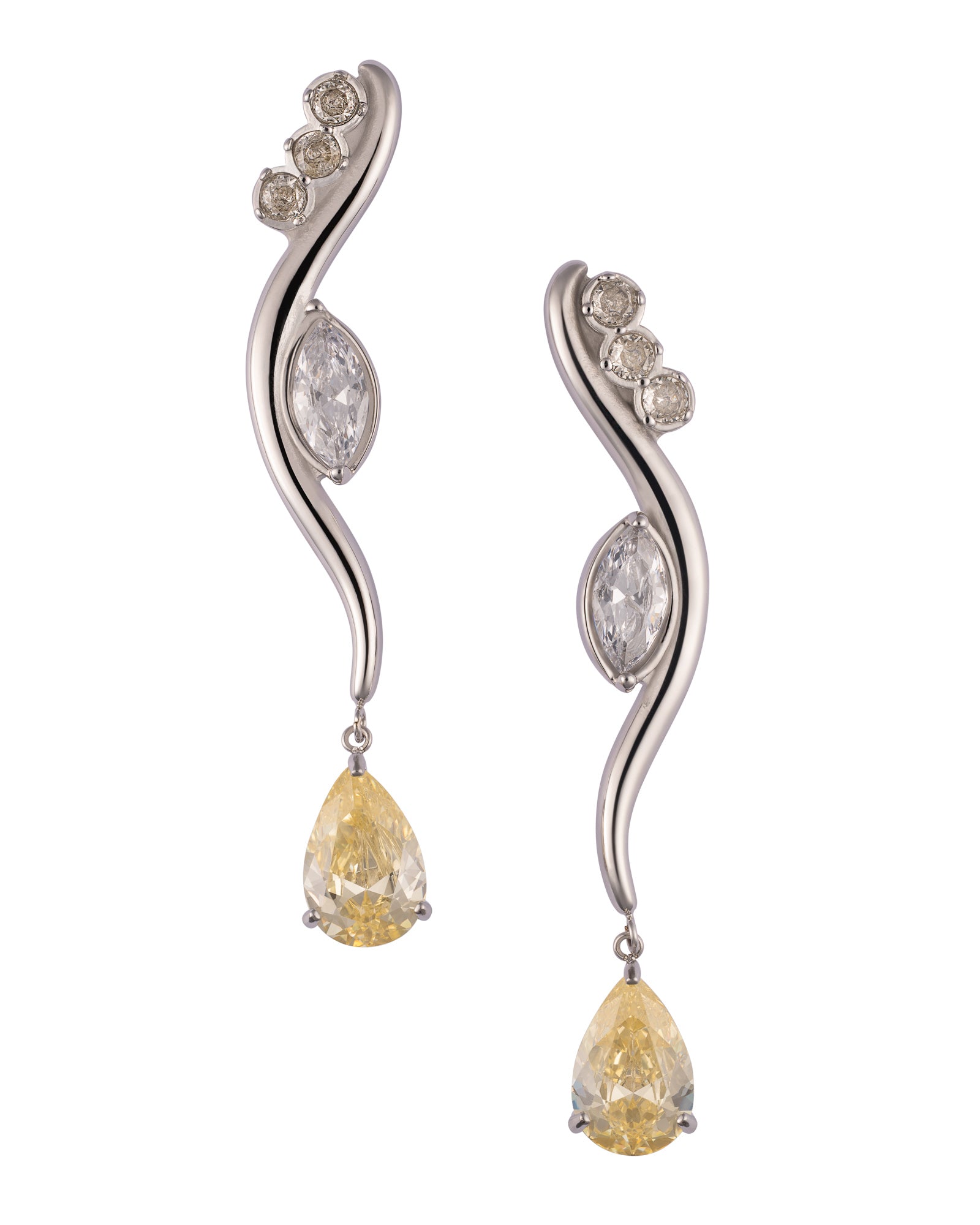 YELLOW DROP EARRINGS silver