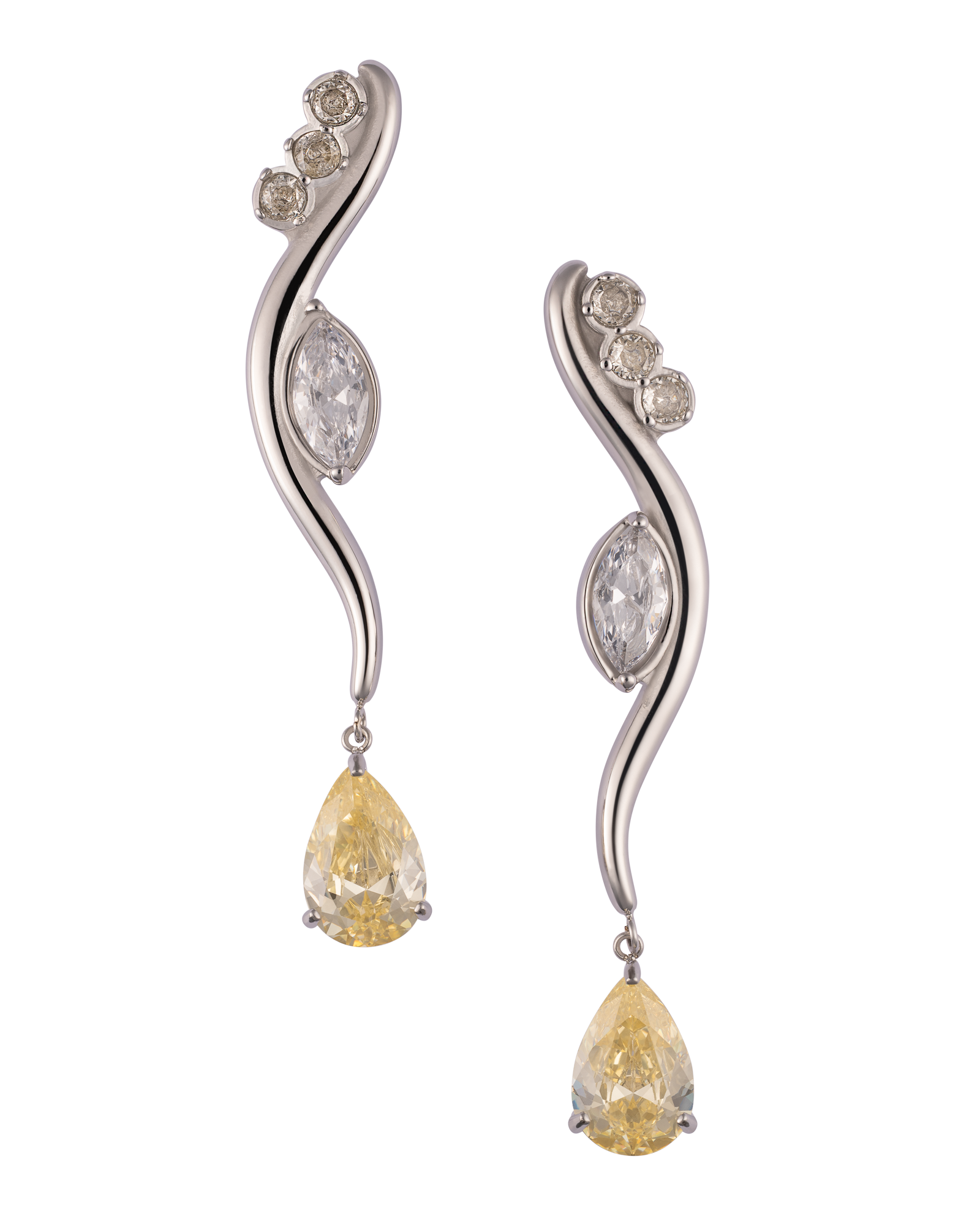 YELLOW DROP EARRINGS silver