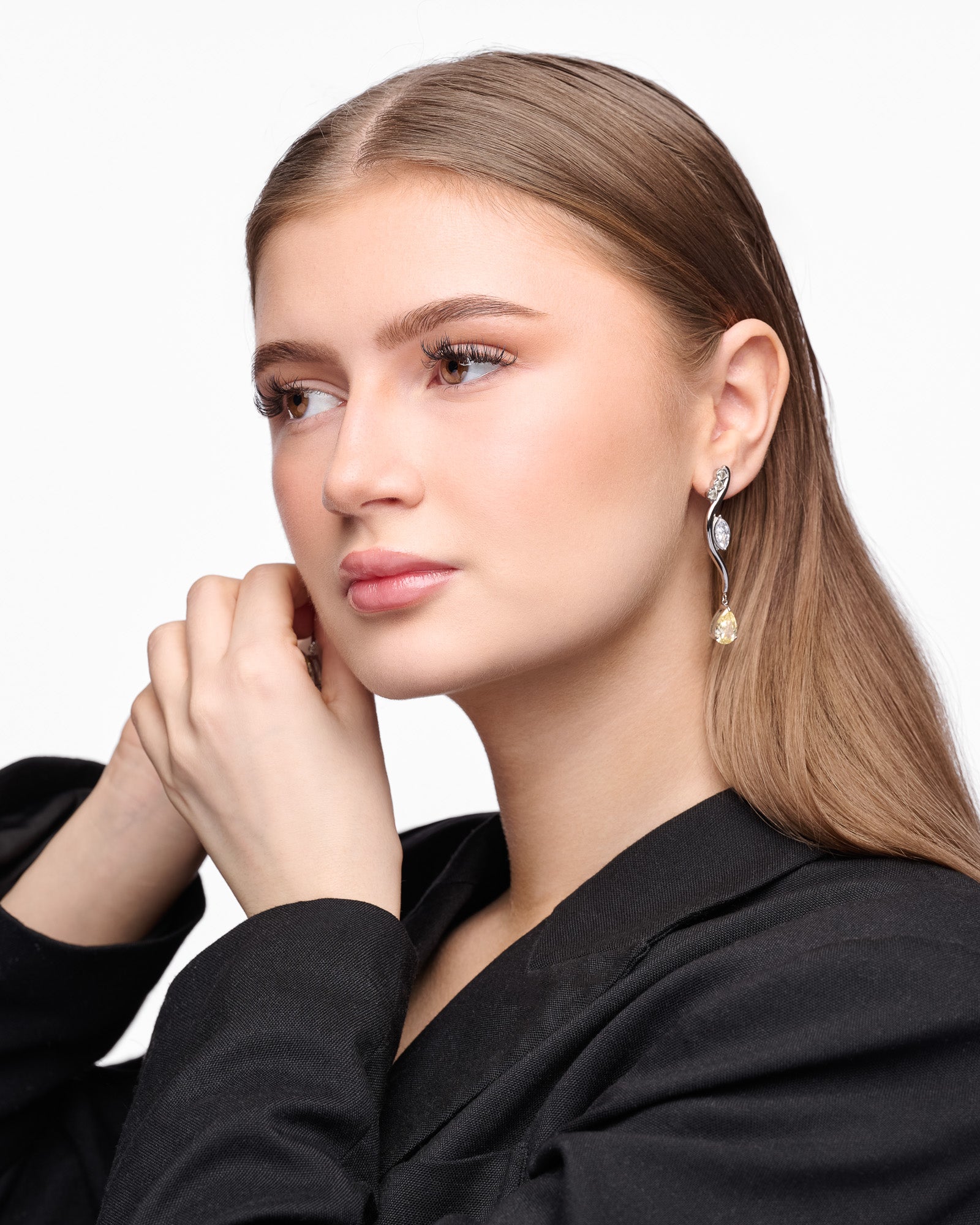 YELLOW DROP EARRINGS silver