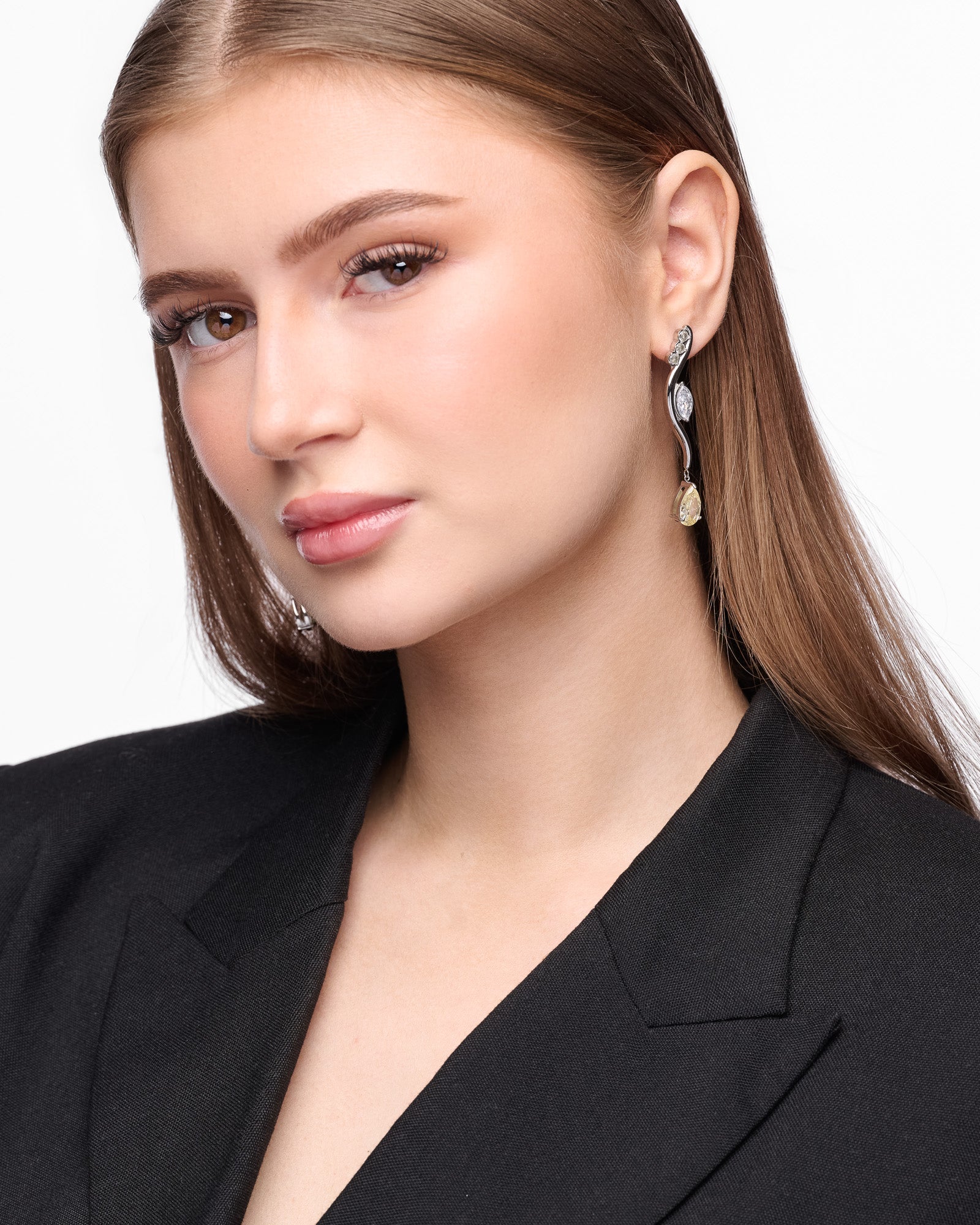 YELLOW DROP EARRINGS silver